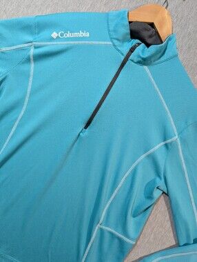Columbia Golf Pullover Men's Large Green White 1/4 Zip
